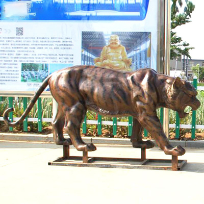 escultura de bronce al aire libre realista Aantique Tiger Statue de bronce de 3M