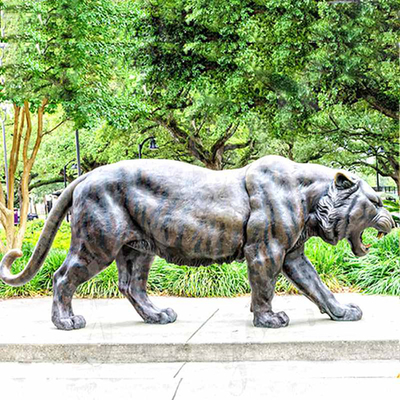 escultura de bronce al aire libre realista Aantique Tiger Statue de bronce de 3M