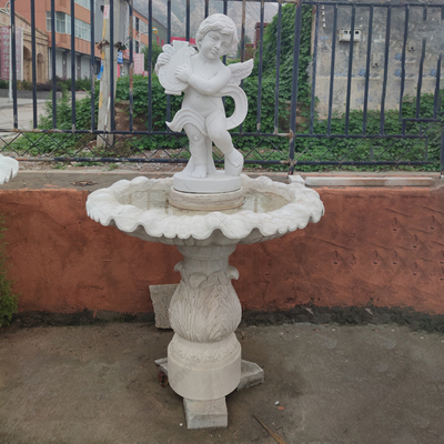 Jardín al aire libre de la fuente de tamaño natural de Angel White Marble Statue Figurine que talla la piedra