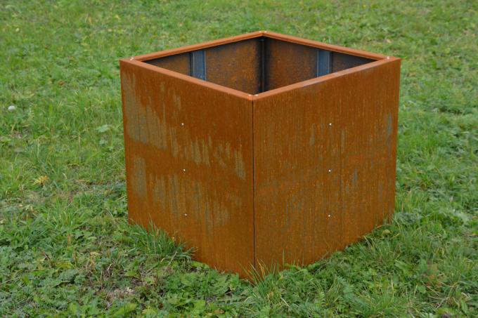 Potes antiguos de la planta del metal del tenedor de la planta de tiesto de la pequeña de la base del diseño simple del plantador maceta al aire libre de acero del rectángulo