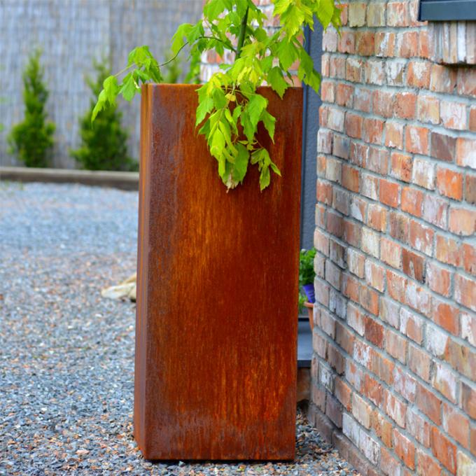 Plantadores de acero del cubo de la caja de Corten del metal del jardín moderno de acero redondo del plantador