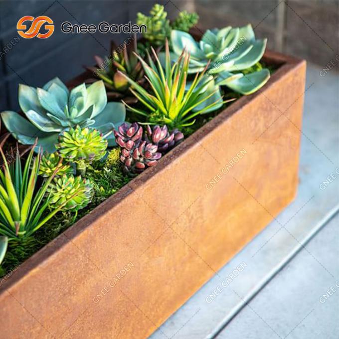 Plantador de acero de Corten del metal de la planta siderúrgica de los potes de la caja larga de gran tamaño del diseño moderno