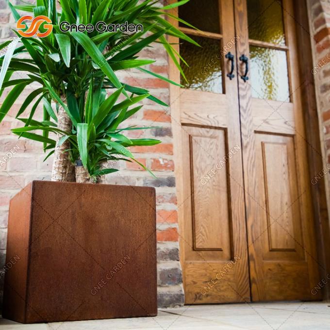 Caja rectangular de la planta del jardín de Corten de la maceta del plantador al aire libre de acero cuadrado largo de encargo del metal