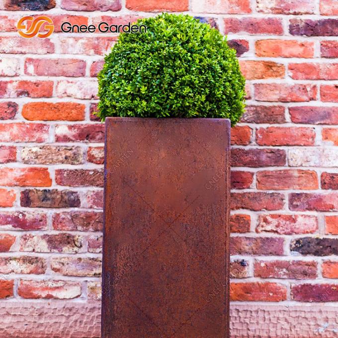 Maceta grande modificada para requisitos particulares del metal del jardín del paisaje de los plantadores al aire libre altos de acero de Corten