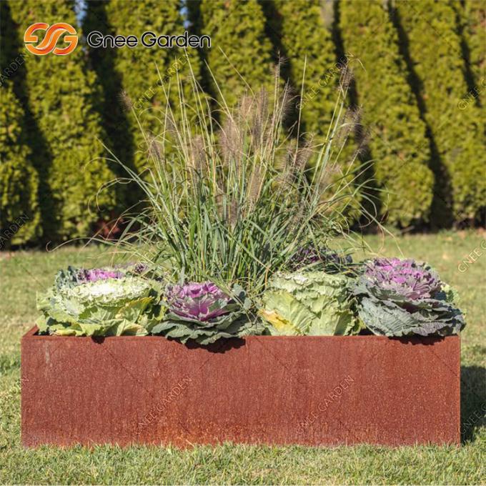 El laser de acero modificado para requisitos particulares de los productos del jardín de Corten cortó la maceta cuadrada del plantador al aire libre desmontable del metal