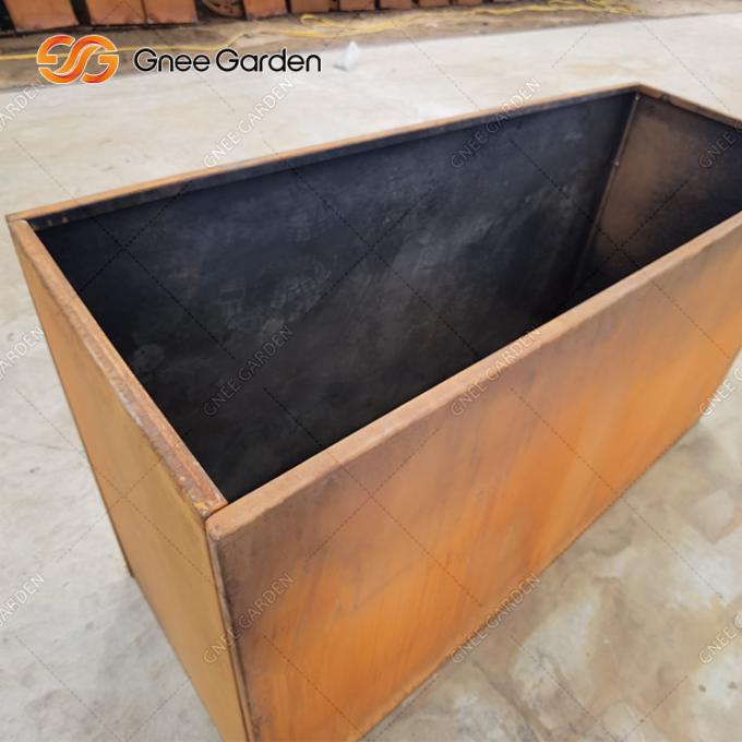 Plantadores al aire libre desmontables de acero del metal de Corten de la maceta rectangular de acero rústica de Corten