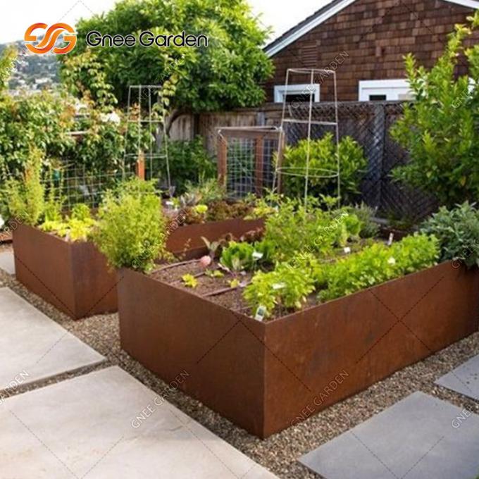 Metal al aire libre modificado para requisitos particulares del pote grande de la planta que planta el plantador de acero de Corten de las macetas grandes del jardín de la caja