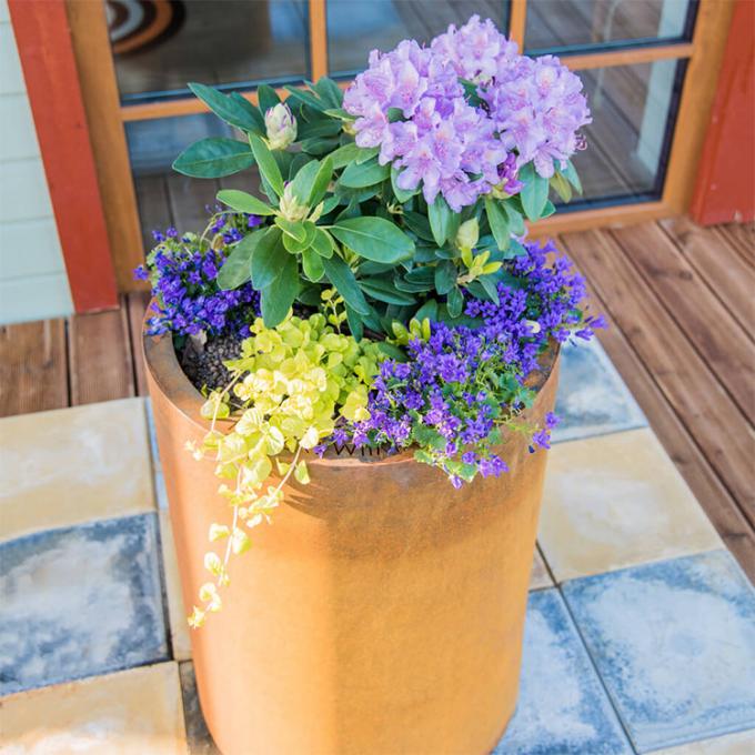 macetas del diseño de los floreros del oro de lujo del metal/potes al aire libre interiores grandes de la planta/plantadores de acero para la decoración casera