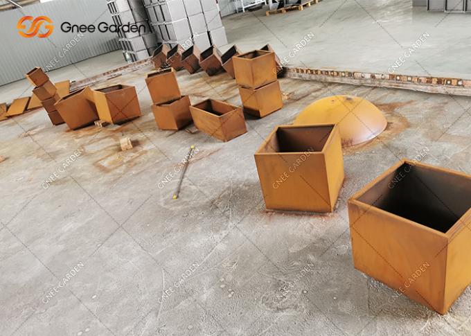 Plantador de acero de Corten del nuevo del estilo del cuadrado de la forma del metal jardín cúbico de la maceta para Graden