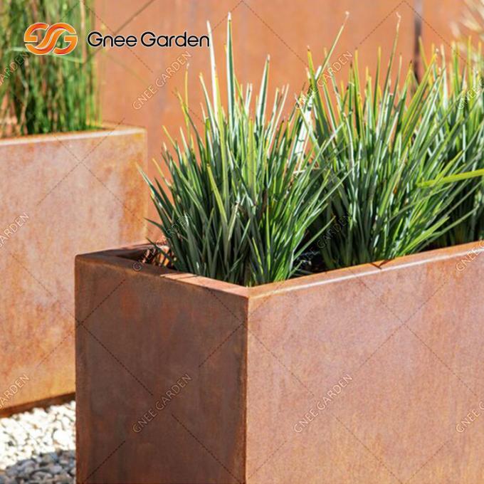Plantador de acero modificado para requisitos particulares 2022 de Corten Rusty Assembly Metal Flower Planters de fabricación de Corten del pote de acero de la planta