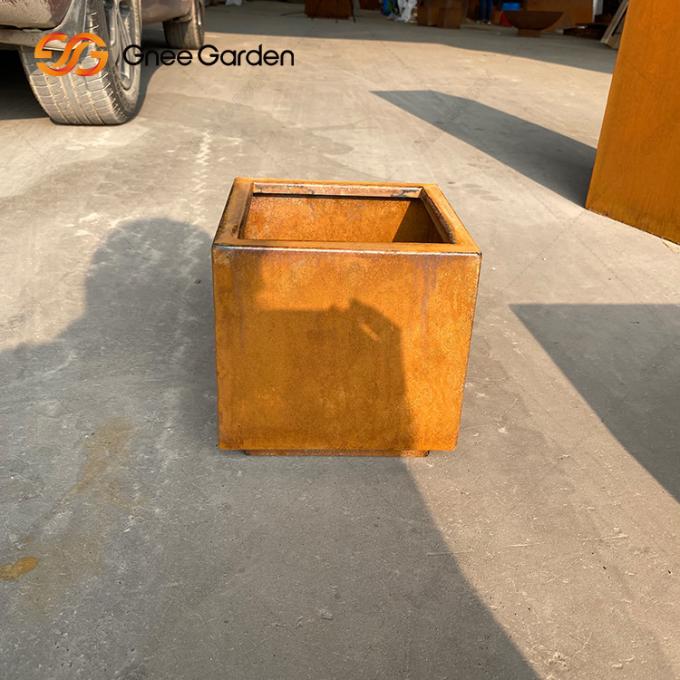 Los fabricantes suministran directamente los plantadores rústicos de acero del jardín del metal de Corten del cuadrado grande
