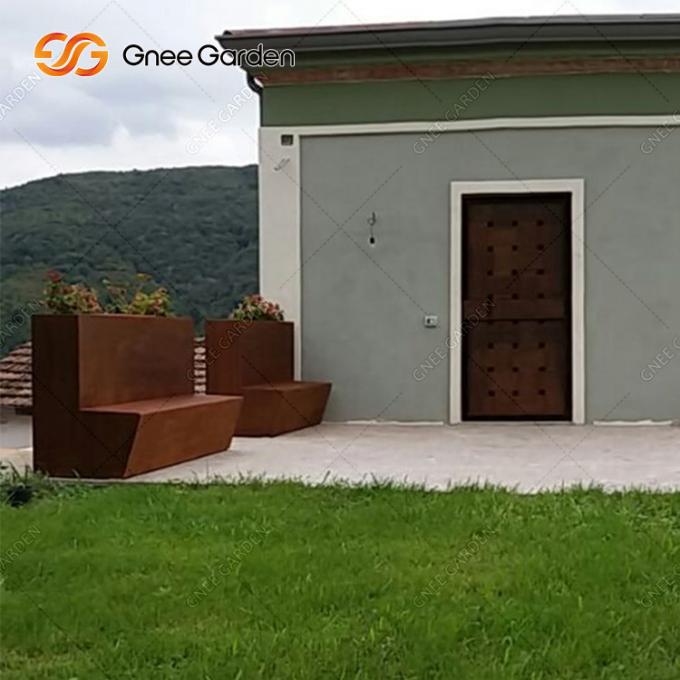 Banco diseñado muebles al aire libre de encargo del acero de Corten con el plantador
