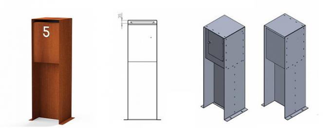 Los muebles al aire libre del metal del estilo moderno aherrumbraron el buzón de acero de Corten para la casa