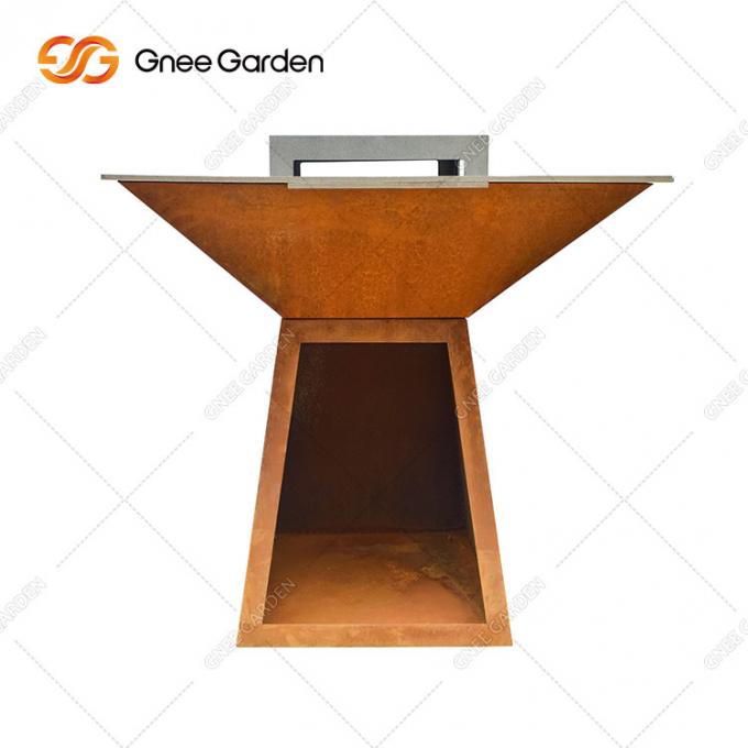 Fuego de acero Pit Grill Trapezoid Shaped Outdoor de la BARBACOA de Corten que cocina las parrillas para el partido de la barbacoa del jardín