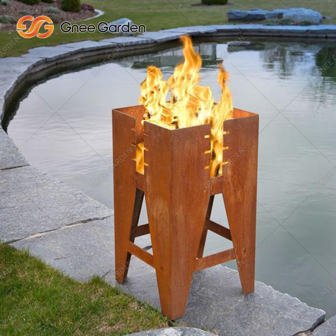 Hoyo de madera al aire libre ajustado de acero popular del fuego de la hornilla del jardín de tabla de la parrilla de la barbacoa de Corten