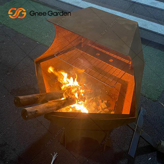 El gas de la barbacoa del carbón de leña asa a la parrilla la barbacoa de acero de Pit Table For Outdoor Garden del fuego de Corten
