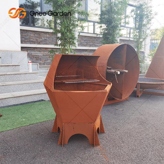 El gas de la barbacoa del carbón de leña asa a la parrilla la barbacoa de acero de Pit Table For Outdoor Garden del fuego de Corten