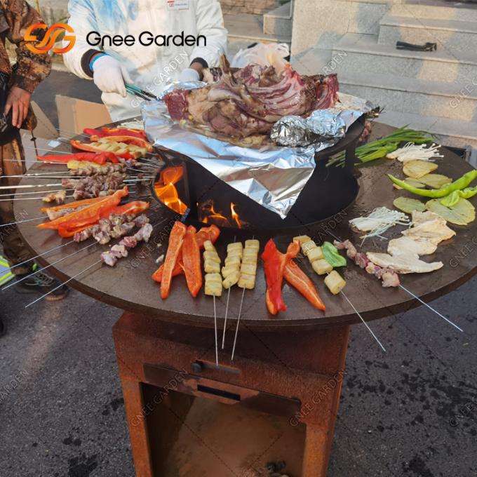 Parrilla al aire libre de la BARBACOA de Rusty Color del fumador del carbón de leña de la parrilla de la barbacoa con el diámetro de la ronda el 100cm que cocina la placa de la parrilla