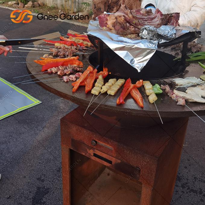 BARBACOA de acero al aire libre de cocinar al aire libre del hoyo del fuego del jardín de Corten de la parrilla que cocina la placa