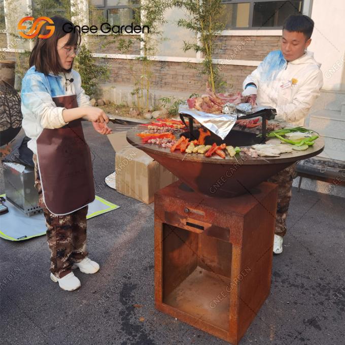 BARBACOA de acero al aire libre de cocinar al aire libre del hoyo del fuego del jardín de Corten de la parrilla que cocina la placa