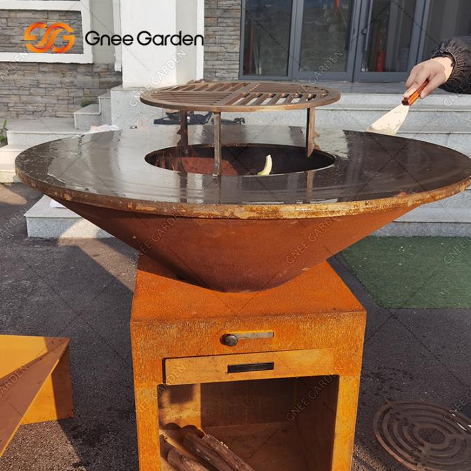 BARBACOA de acero al aire libre de cocinar al aire libre del hoyo del fuego del jardín de Corten de la parrilla que cocina la placa