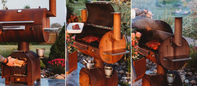 Tabla de acero de la BARBACOA de Corten de la BARBACOA de la tabla del carbón de leña del fumador de la barbacoa de la parrilla al aire libre asombrosa del fuego con la placa de la parrilla de Plancha del círculo
