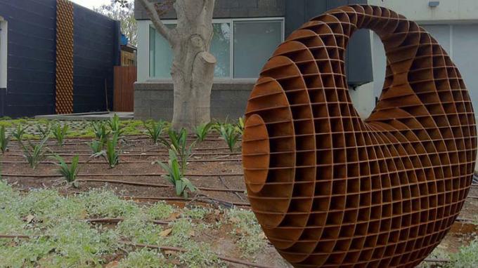 Escultura de acero de Corten del paisaje diseño famoso grande del ornamento del nuevo con forma tridimensional del orbe