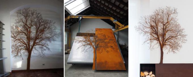 Escultura adaptable de Rusty Large Corten Steel Tree para la decoración del parque
