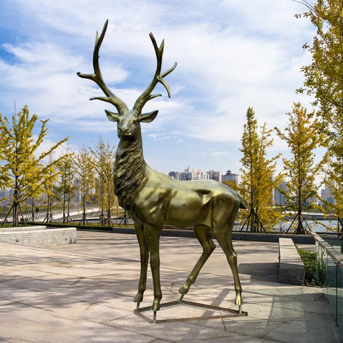 El metal de alta calidad del jardín al aire libre echó la escultura al aire libre del metal de los alces de los ciervos de bronce de cobre amarillo de la estatua