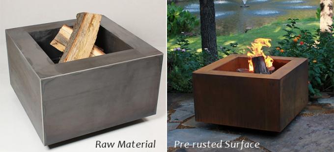 El cuadrado al aire libre forma el diseño moderno de acero Rusty Garden Heater Fire Pits de GN-FP-302 Corten