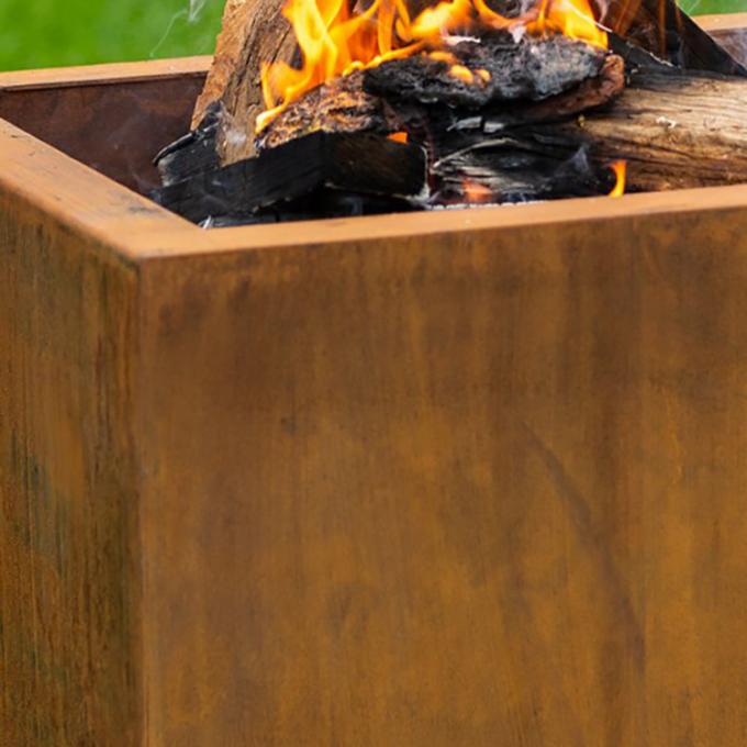El cuadrado al aire libre forma el diseño moderno de acero Rusty Garden Heater Fire Pits de GN-FP-302 Corten