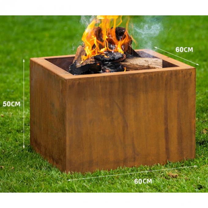 El cuadrado Tamaño-al aire libre forma el diseño moderno de acero Rusty Garden Heater Fire Pits de GN-FP-302 Corten
