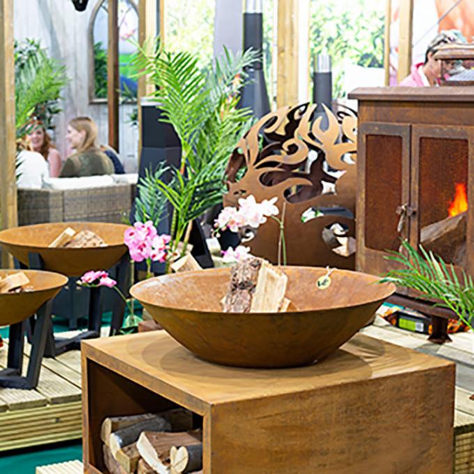 Acero redondo Rusty Metal Fire Pit de la decoración GN-FP-304 Corten del paisaje del jardín