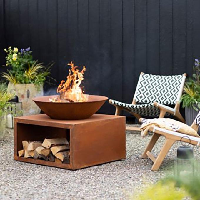 Acero redondo Rusty Metal Fire Pit de la decoración GN-FP-304 Corten del paisaje del jardín