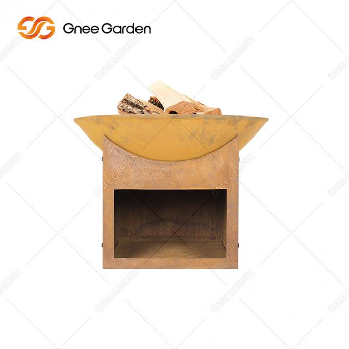 madera al aire libre redonda del jardín de 3m m que quema tamaños de Pit With Wood Storage With del fuego de acero de Corten los diversos