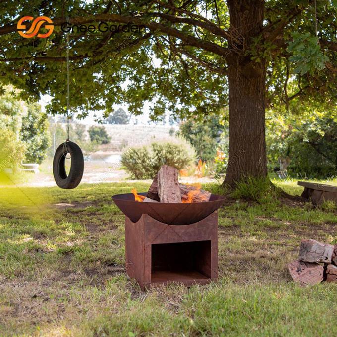 madera al aire libre redonda del jardín de 3m m que quema tamaños de Pit With Wood Storage With del fuego de acero de Corten los diversos
