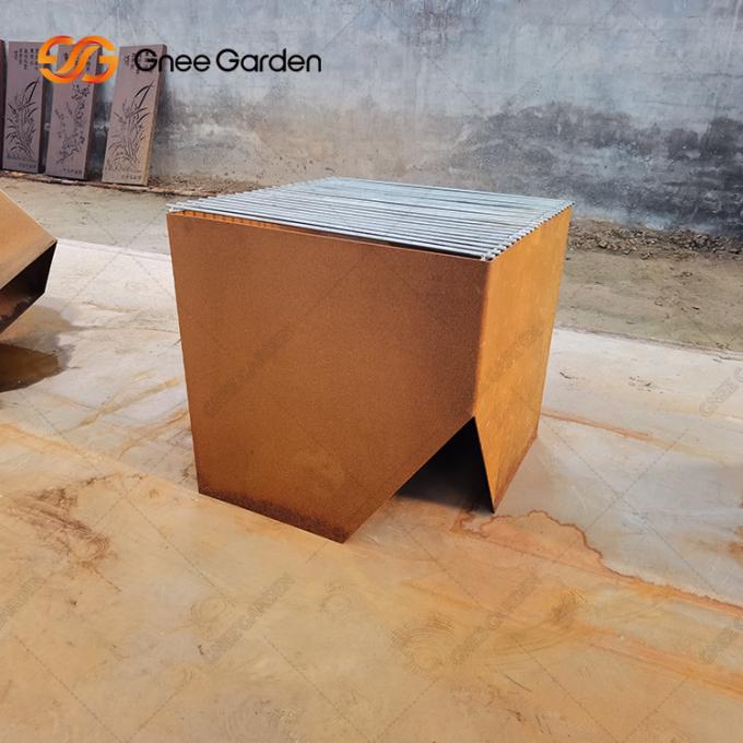 Madera que acampa al aire libre del jardín simple del patio que quema el hoyo de acero grueso del fuego del color del moho de 3m m Corten