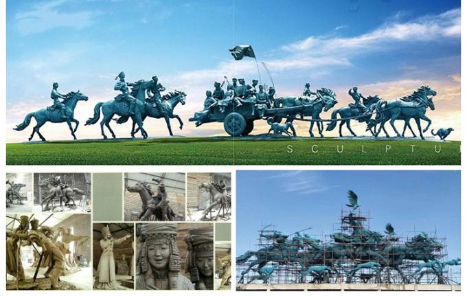 Escultura de bronce al aire libre diseñada tradicional de las estatuas de encargo del paisaje