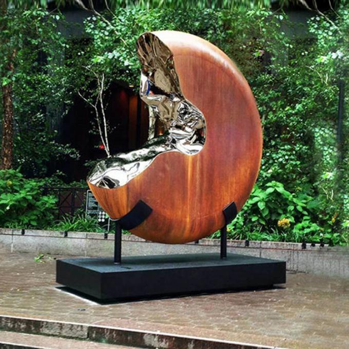 Escultura casera abstracta al aire libre de acero superior de la decoración de Corten con acero inoxidable