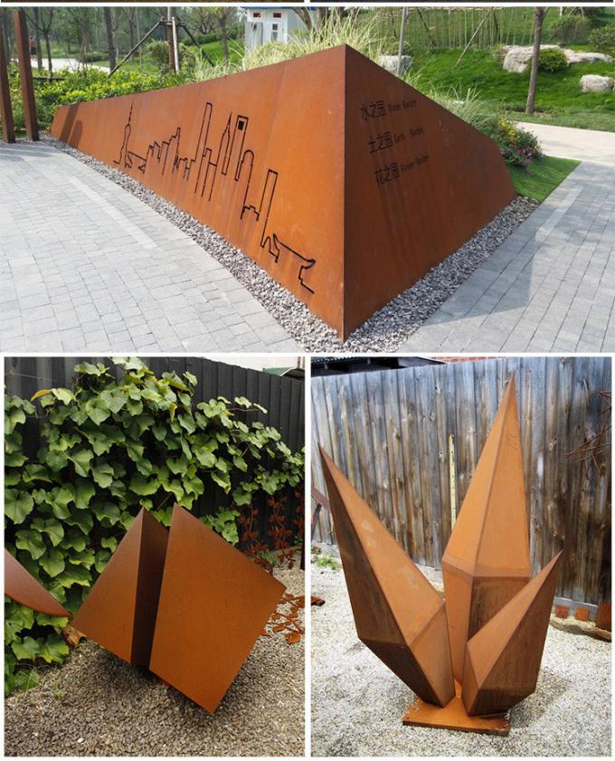 Escultura casera abstracta al aire libre de acero superior de la decoración de Corten con acero inoxidable