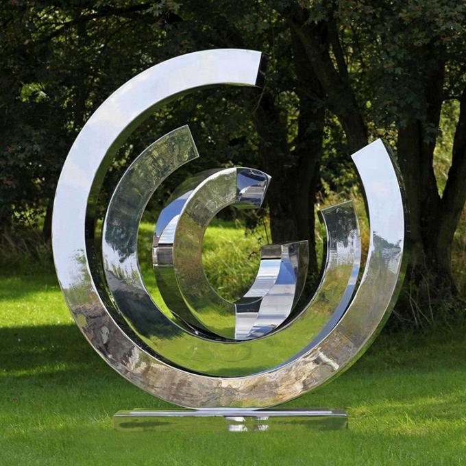 Espejo al aire libre moderno del jardín que acaba la escultura abstracta de Art Metal Stainless Steel Circle de la estatua