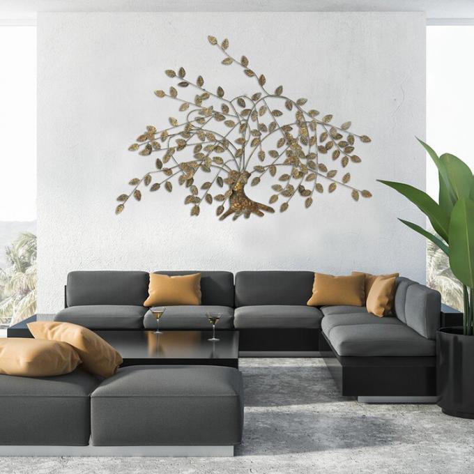 Decoración de oro nórdica de alta calidad de la pared de la forma del árbol de la decoración 2022 caseros modernos para el hogar