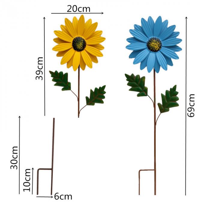 Esculturas del viento de la participación del jardín del molinillo de viento del metal del molino de viento del girasol para el ornamento al aire libre de la yarda de la decoración del césped del patio del balcón